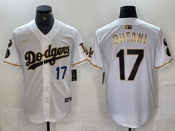 Men Los Angeles Dodgers 17 Ohtani White Fashion Nike Game MLB Jersey style 4